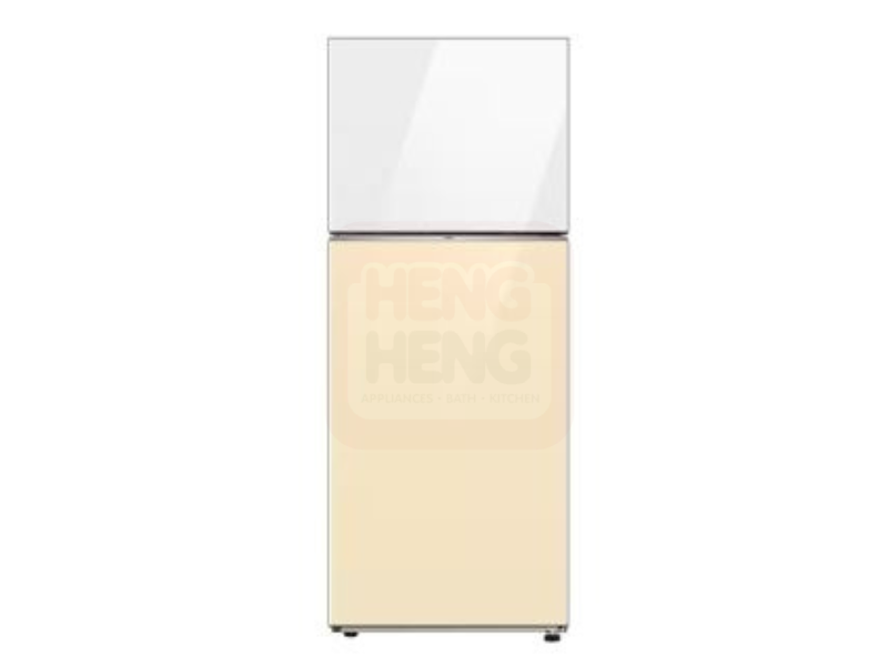 SAMSUNG Bespoke Top Mount Freezer Refrigerator with Optimal Fresh+ in Clean White + Clean Vanilla, 427L RT42CB66443VME