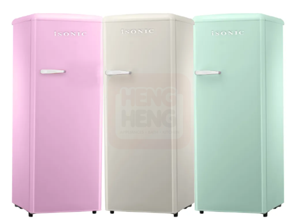 isonic Single Door Vintage Refrigerator - Creamy White/Pink/Light Green